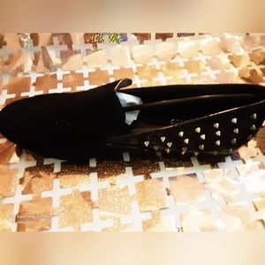 Black spike velvet flat shoes 👞loafer style ♥ Mascotte fashion shoes tory